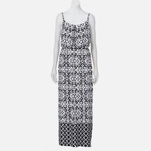 AB Studio XL 16W Strappy Blouson Maxi Dress Geo B/W Summer AX-1904